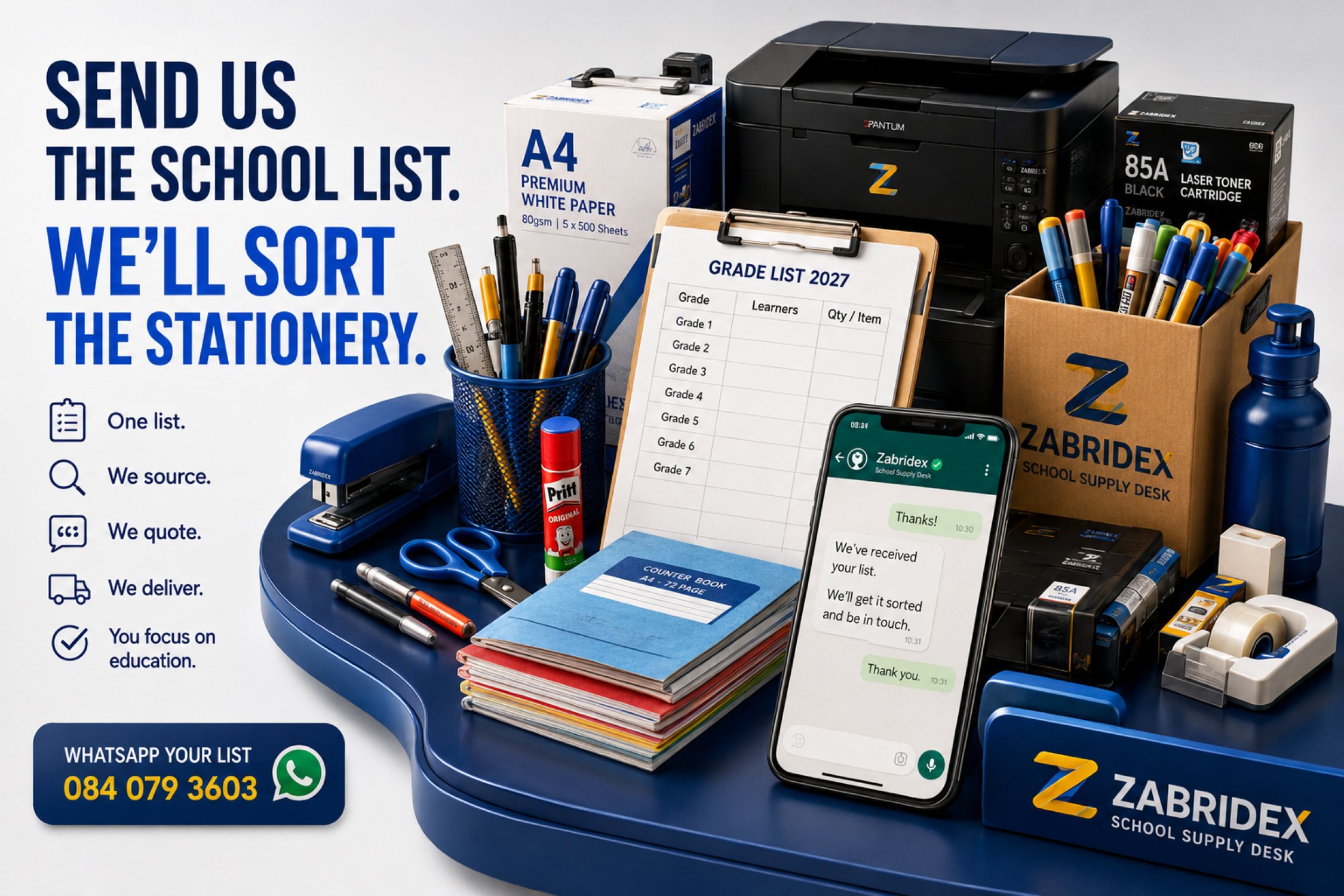 Zabridex schools and education supply support in Northcliff Johannesburg