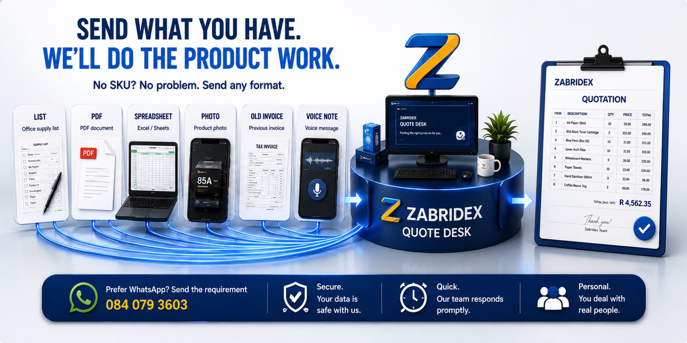 Zabridex Johannesburg business quote and 30-day account supply desk